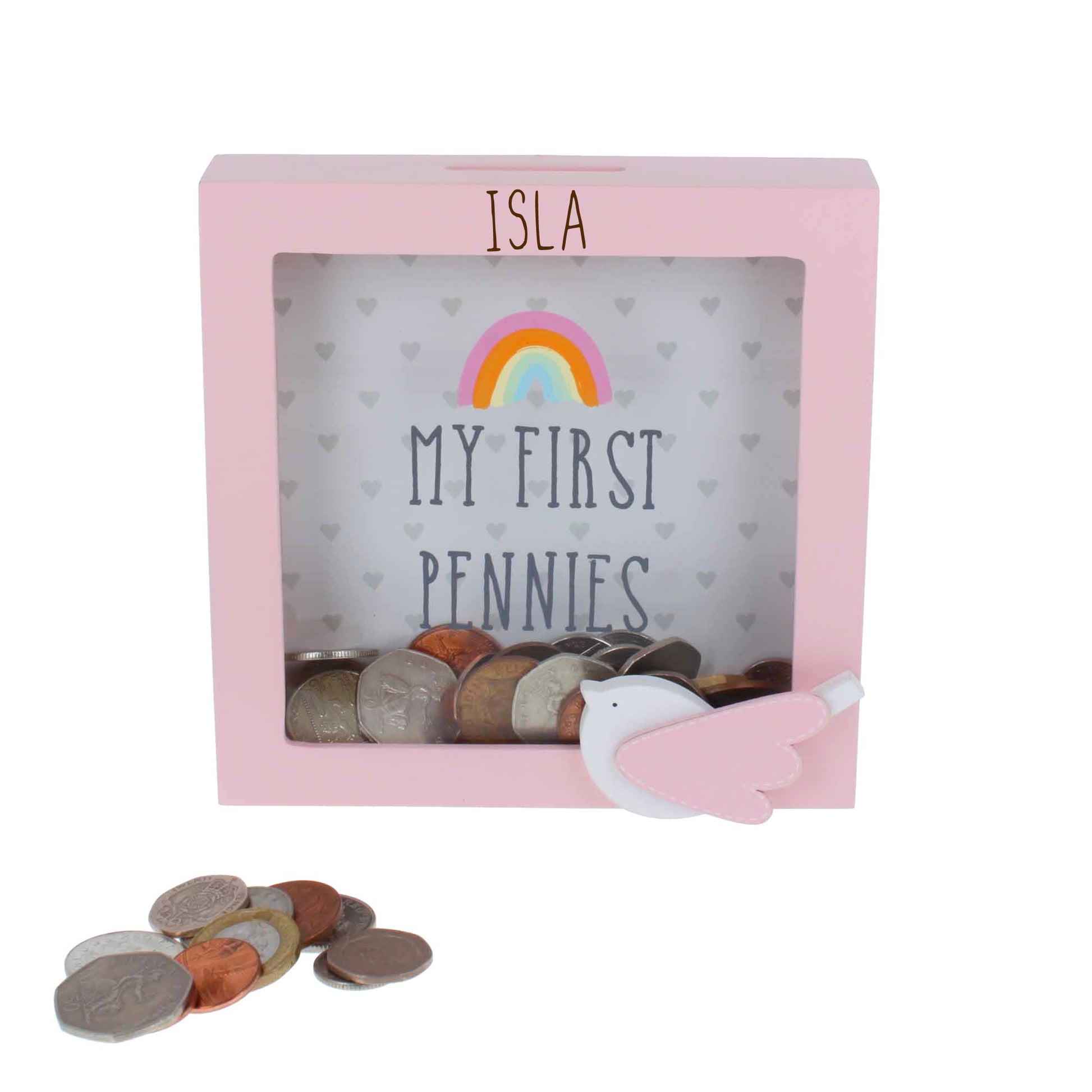 Personalised Engraved Pink Money Box Frame Piggy Bank New Baby Girl Gift  - Always Looking Good -   