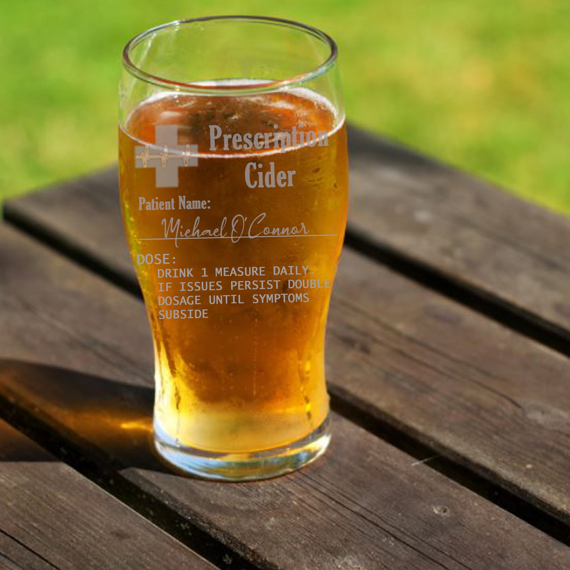 Personalised Engraved Prescription Cider Glass with any Name  - Always Looking Good -   