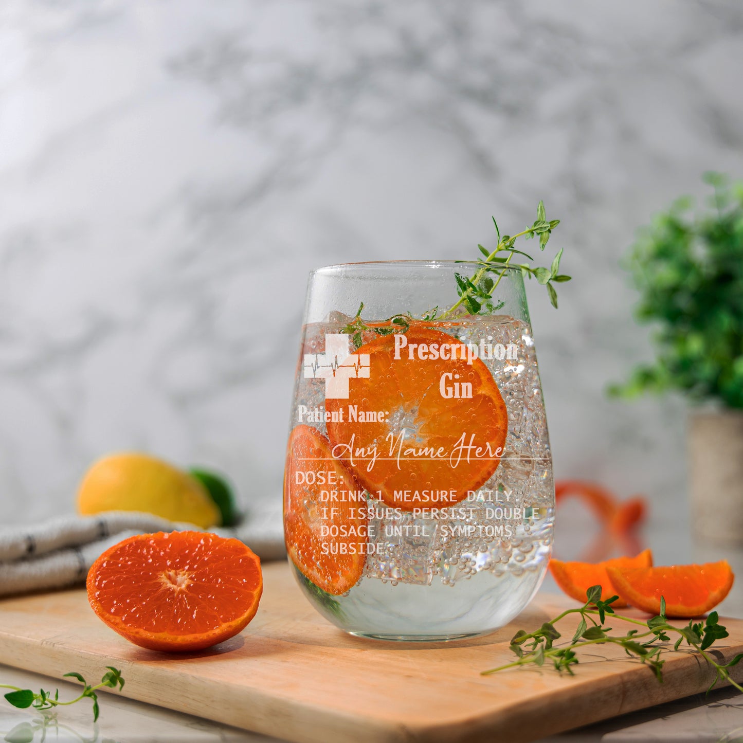 Personalised Engraved ANY GLASS ANY DRINK Prescription Design  - Always Looking Good - Stemless Glass No Coaster 