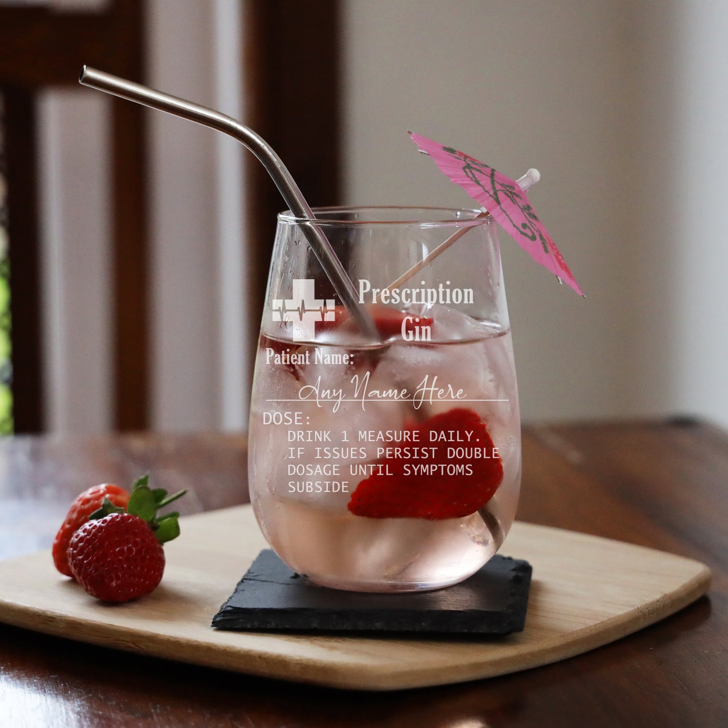 Personalised Engraved Prescription Stemless Gin Glass  - Always Looking Good -   