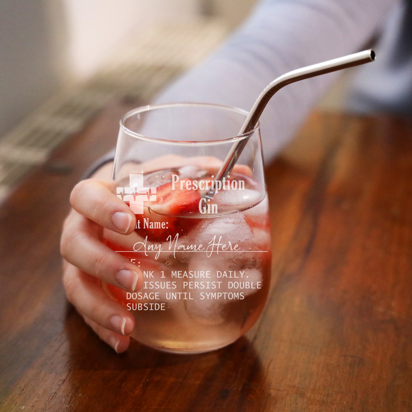 Personalised Engraved Prescription Stemless Gin Glass  - Always Looking Good -   