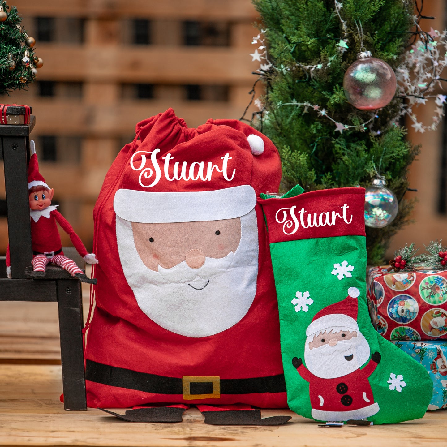 Order Vinyled Christmas Stocking and Sack with Name – ALG UK