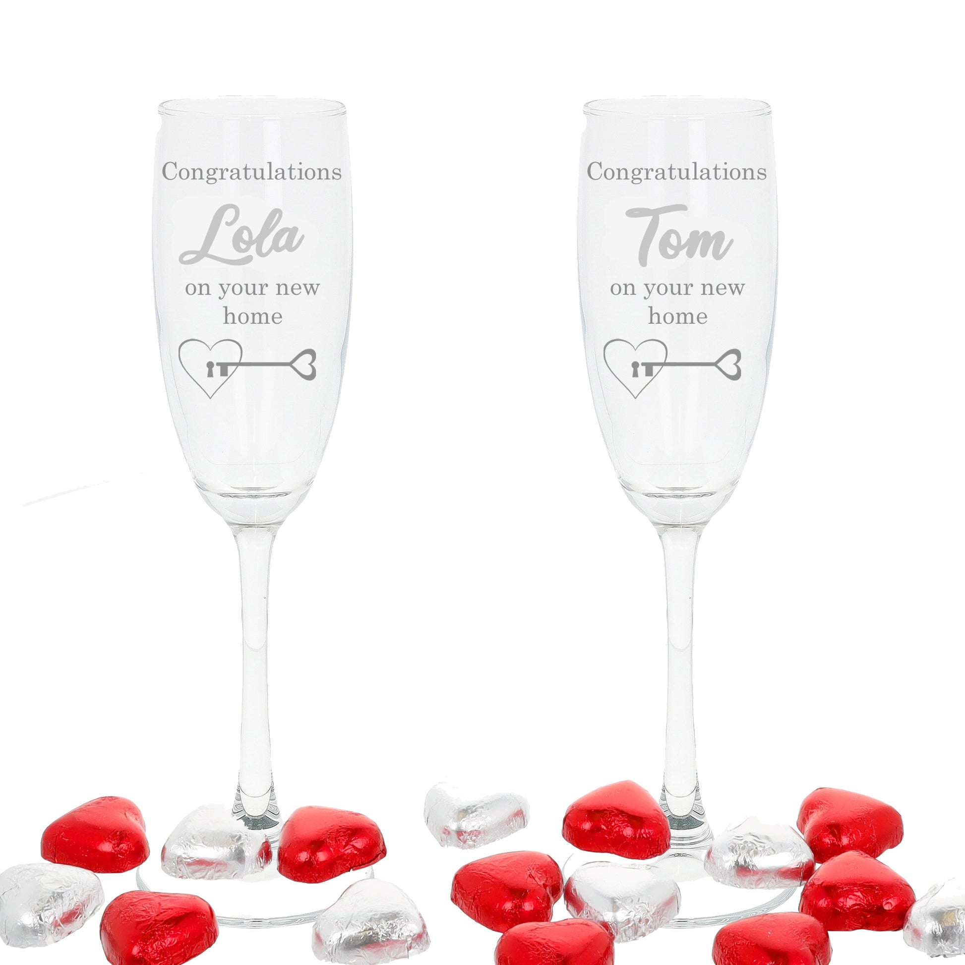 Personalised Engraved New Home Champagne Glass Set of Two Glasses  - Always Looking Good -   