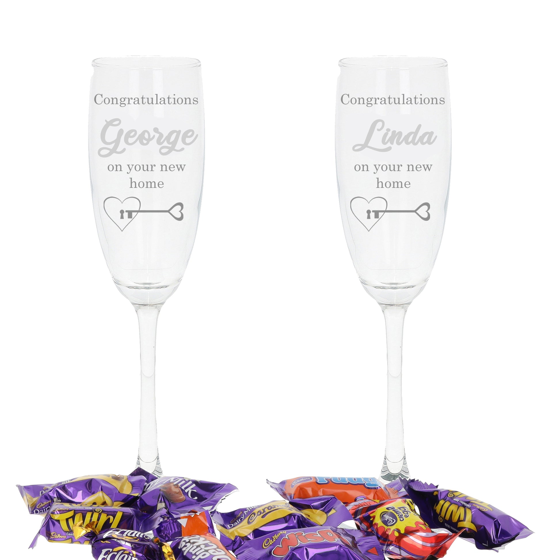 Personalised Engraved New Home Champagne Glass Set of Two Glasses  - Always Looking Good -   