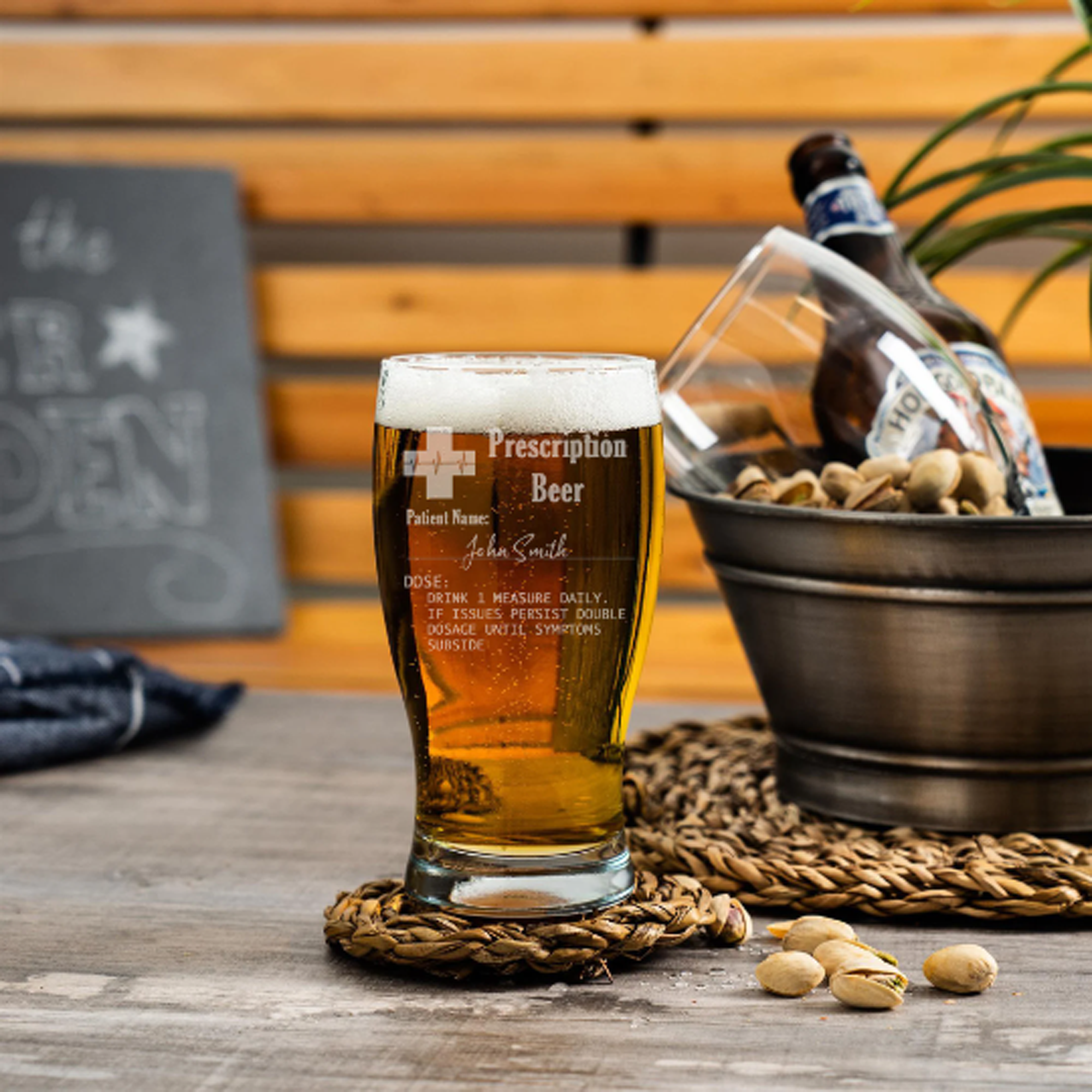 Personalised Engraved Prescription Beer Glass with any Name