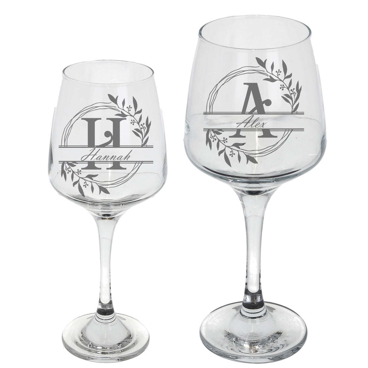 Personalised Engraved Initial Monogram Wine Glass Gift  - Always Looking Good -   Floral wine glasses