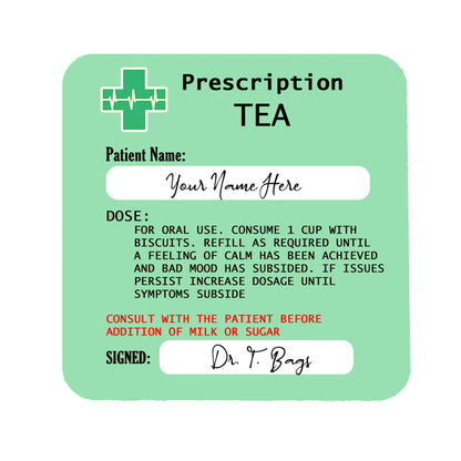 Personalised Prescription Tea Mug and Coaster Filled Gift Set  - Always Looking Good -   
