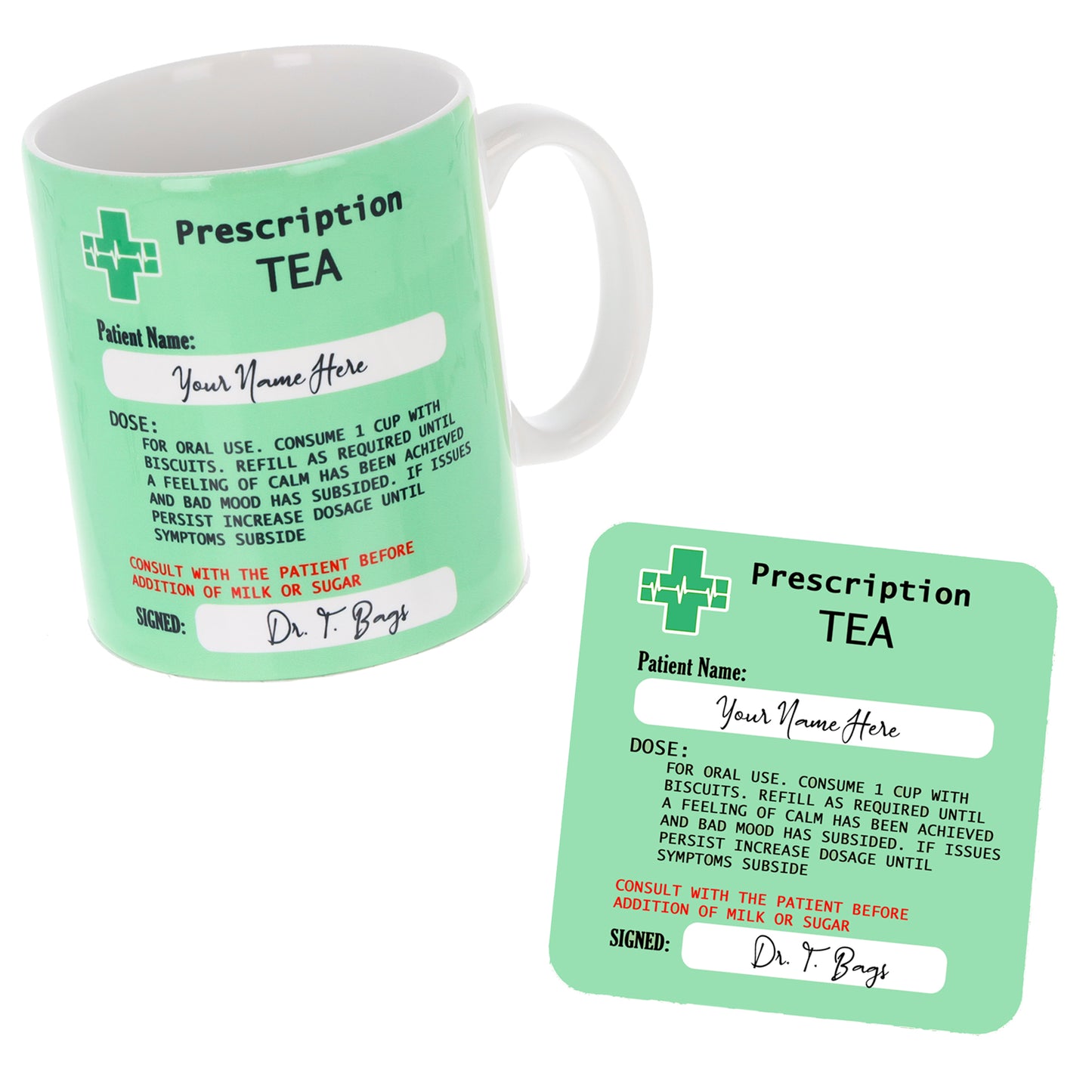 Personalised Prescription Tea Mug and Coaster Filled Gift Set  - Always Looking Good -   