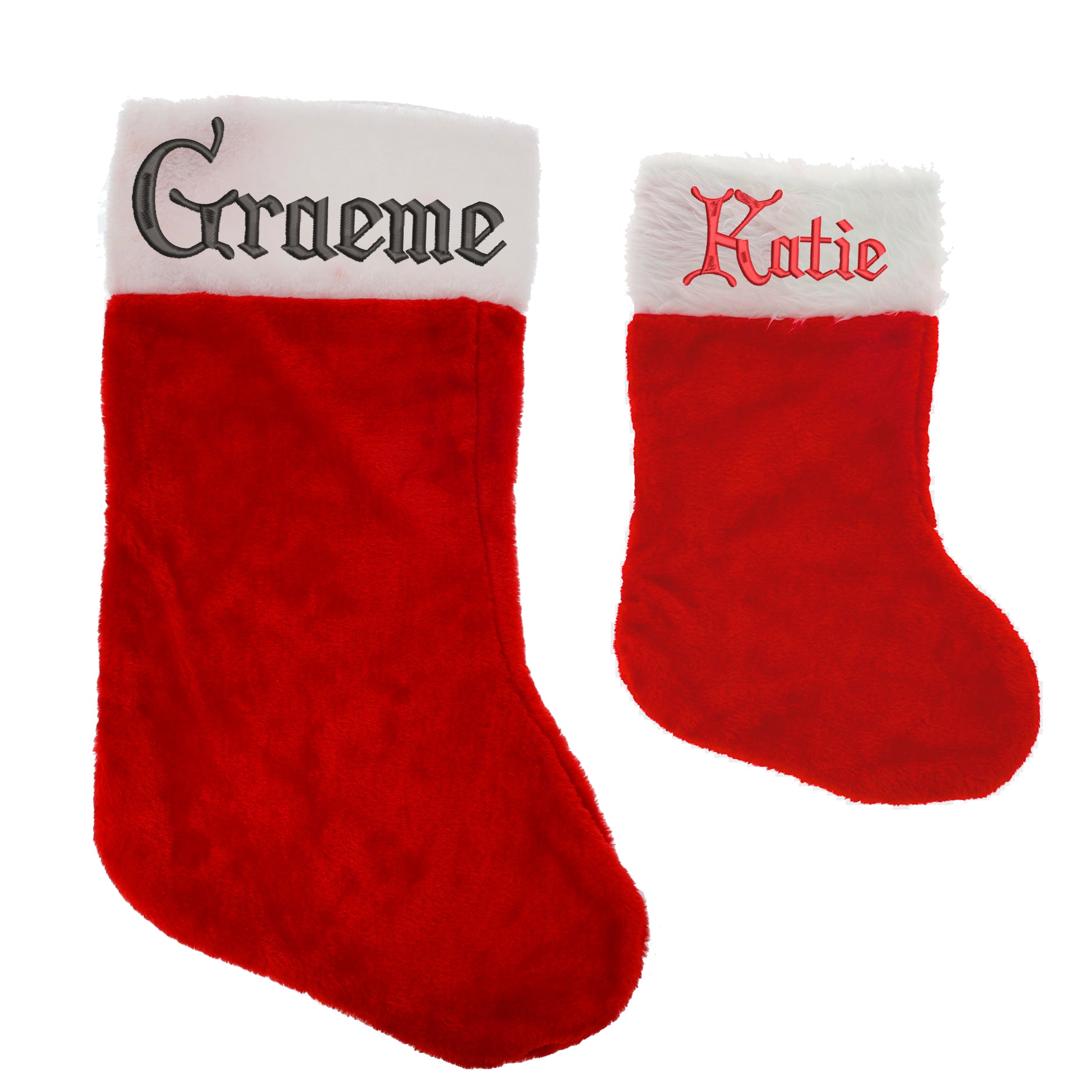 Embroidered Luxury Plush Red Christmas Stocking Jumbo or Standard Size Personalised With Any Name  - Always Looking Good -   