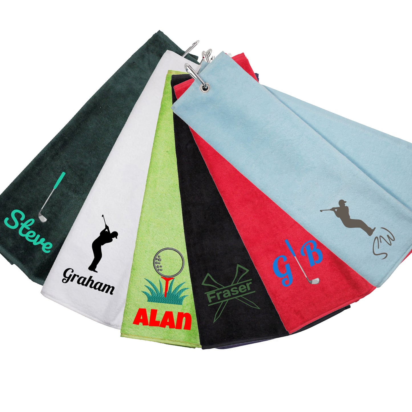 Personalised Embroidered Tri Fold GOLF Towel Trifold Towel with Carabiner Clip  - Always Looking Good -   