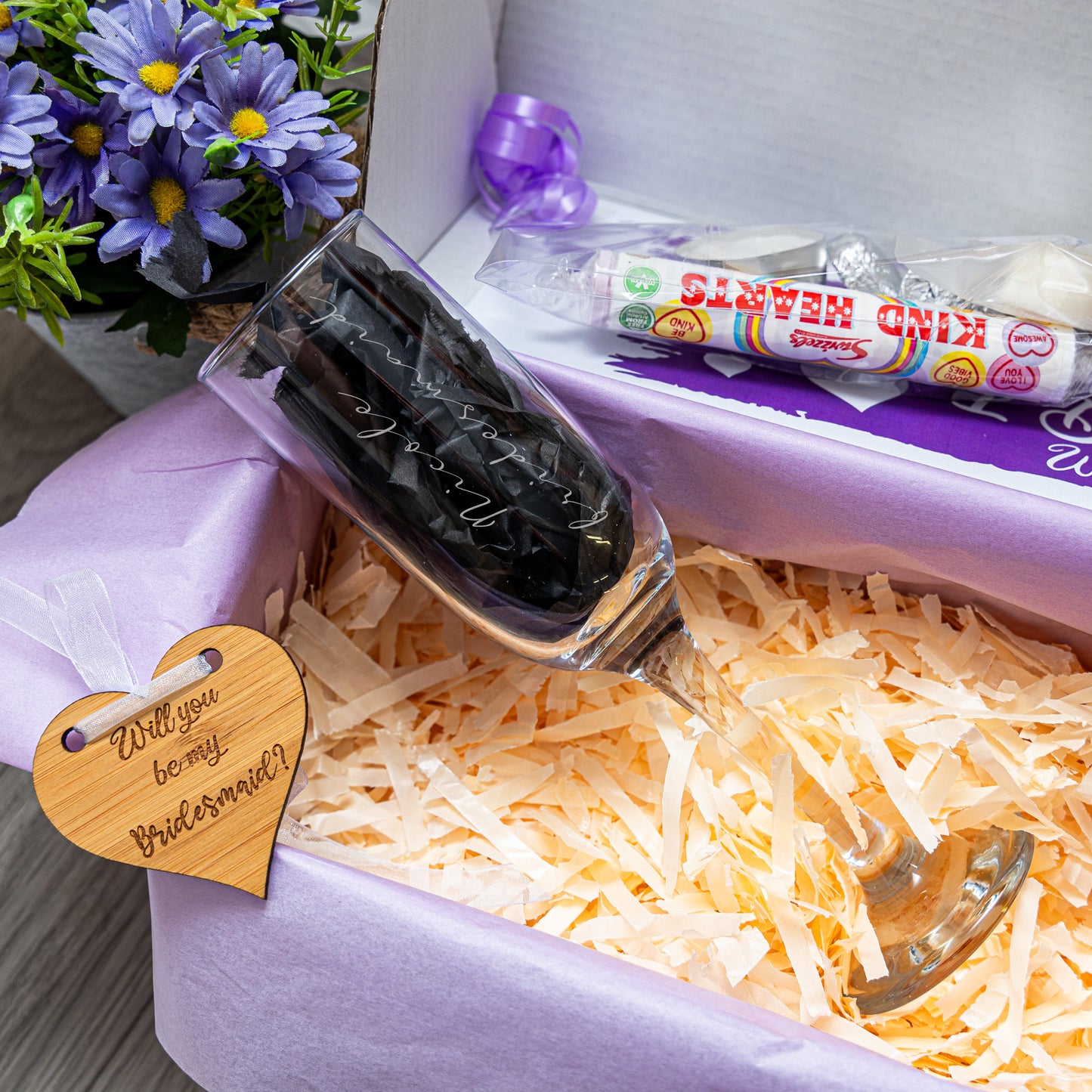 Bridesmaid Proposal Giftbox with Engraved Champagne Glass  - Always Looking Good -   