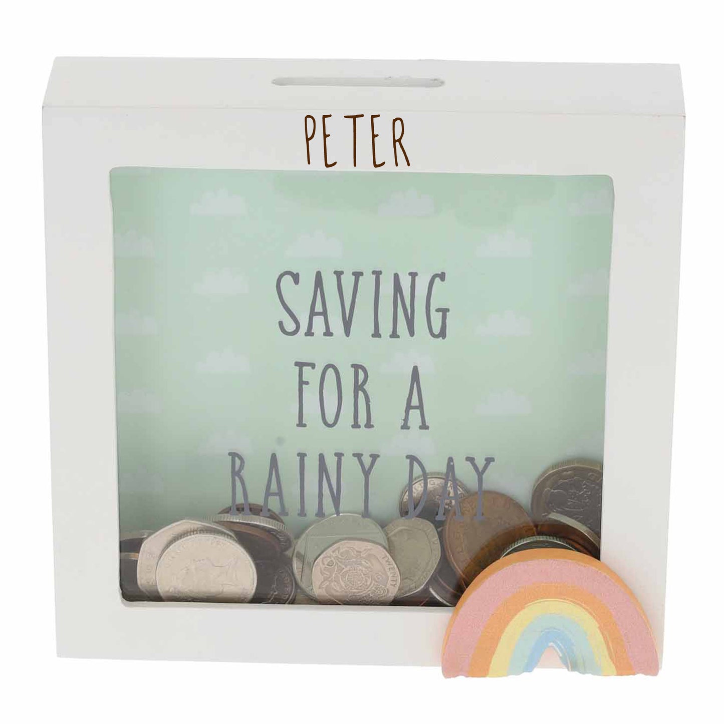 Personalised Engraved Cream Money Box Frame Piggy Bank New Baby Gift  - Always Looking Good -   
