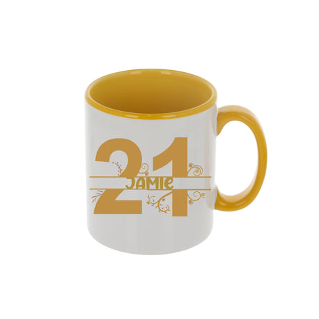 Personalised Filled 21st Birthday Mug  - Always Looking Good - Yellow Mug Only  