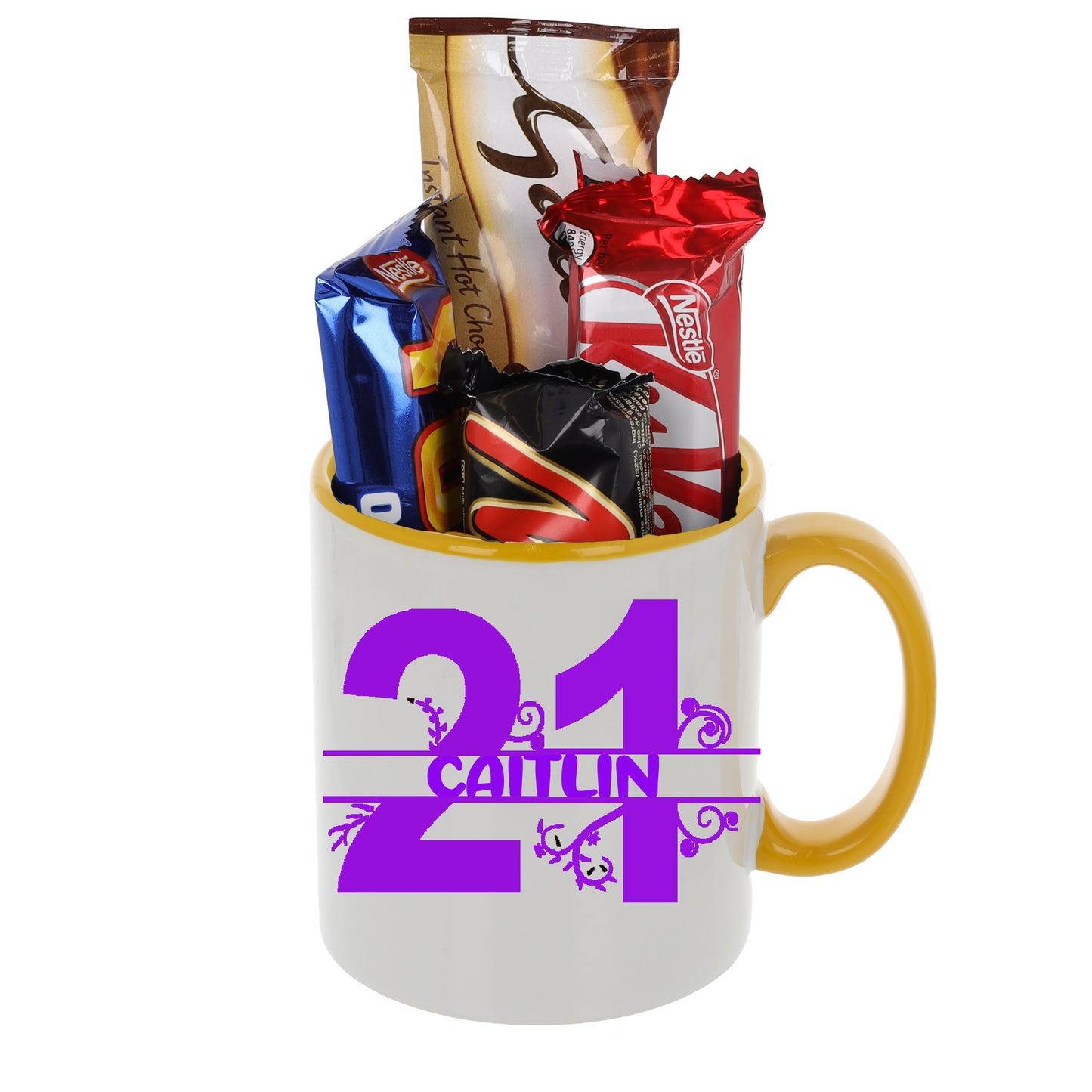 Personalised Filled 21st Birthday Mug  - Always Looking Good - Yellow Filled Mug  