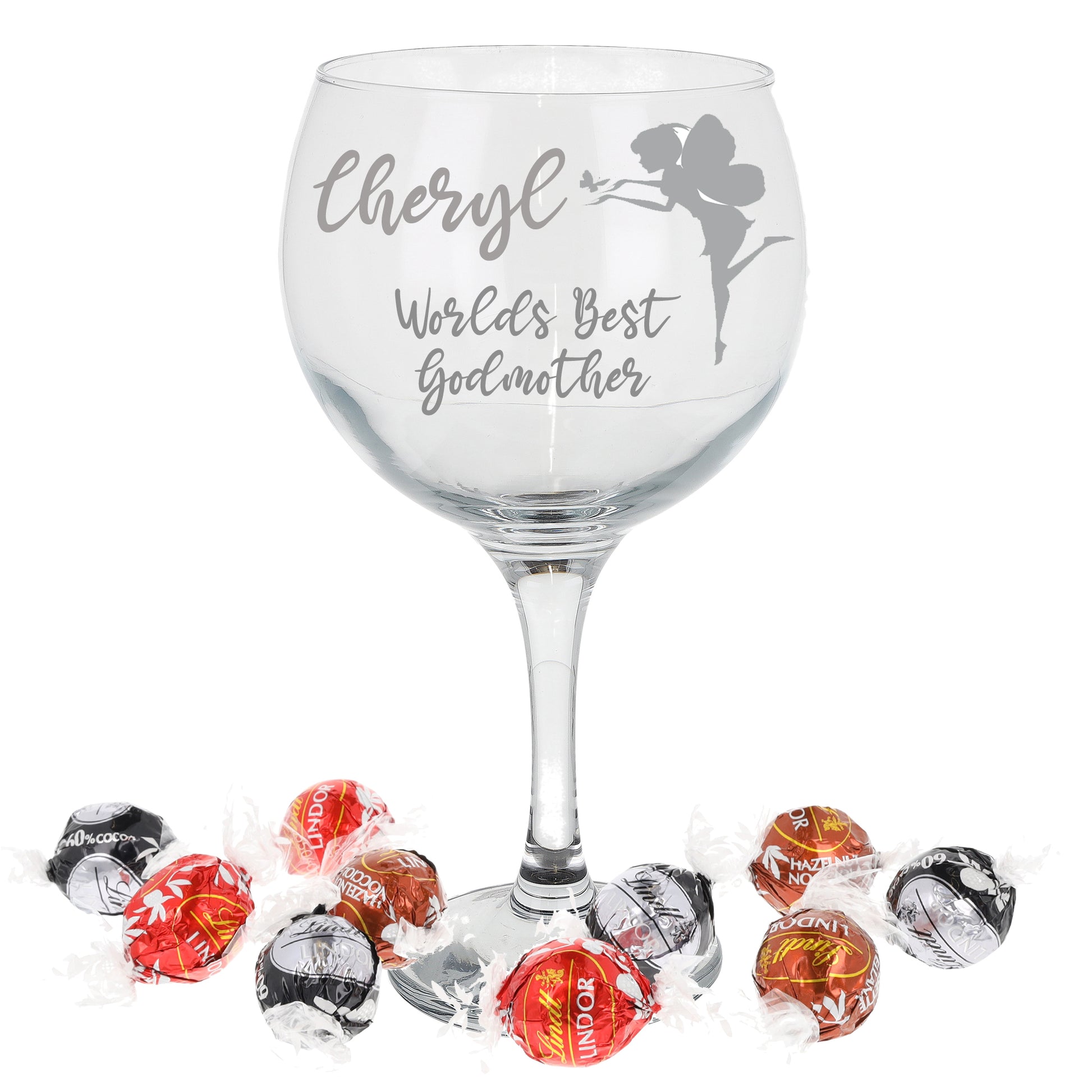 Engraved Personalised Gin Glass Gift for Godmother  - Always Looking Good - Chocolate Filled  