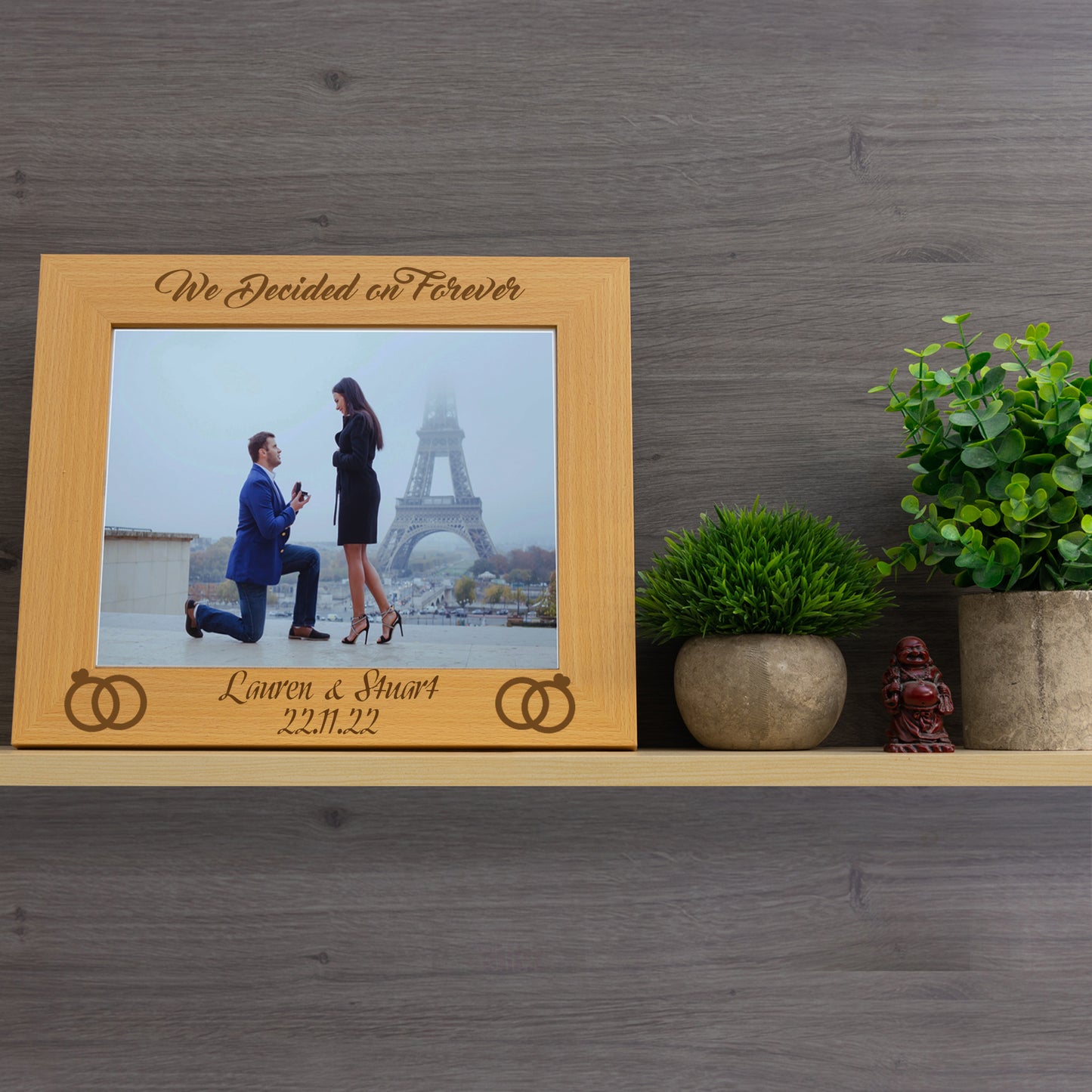 Personalised Wooden Engraved "We Decided on Forever" Engagement Picture Frame  - Always Looking Good -   