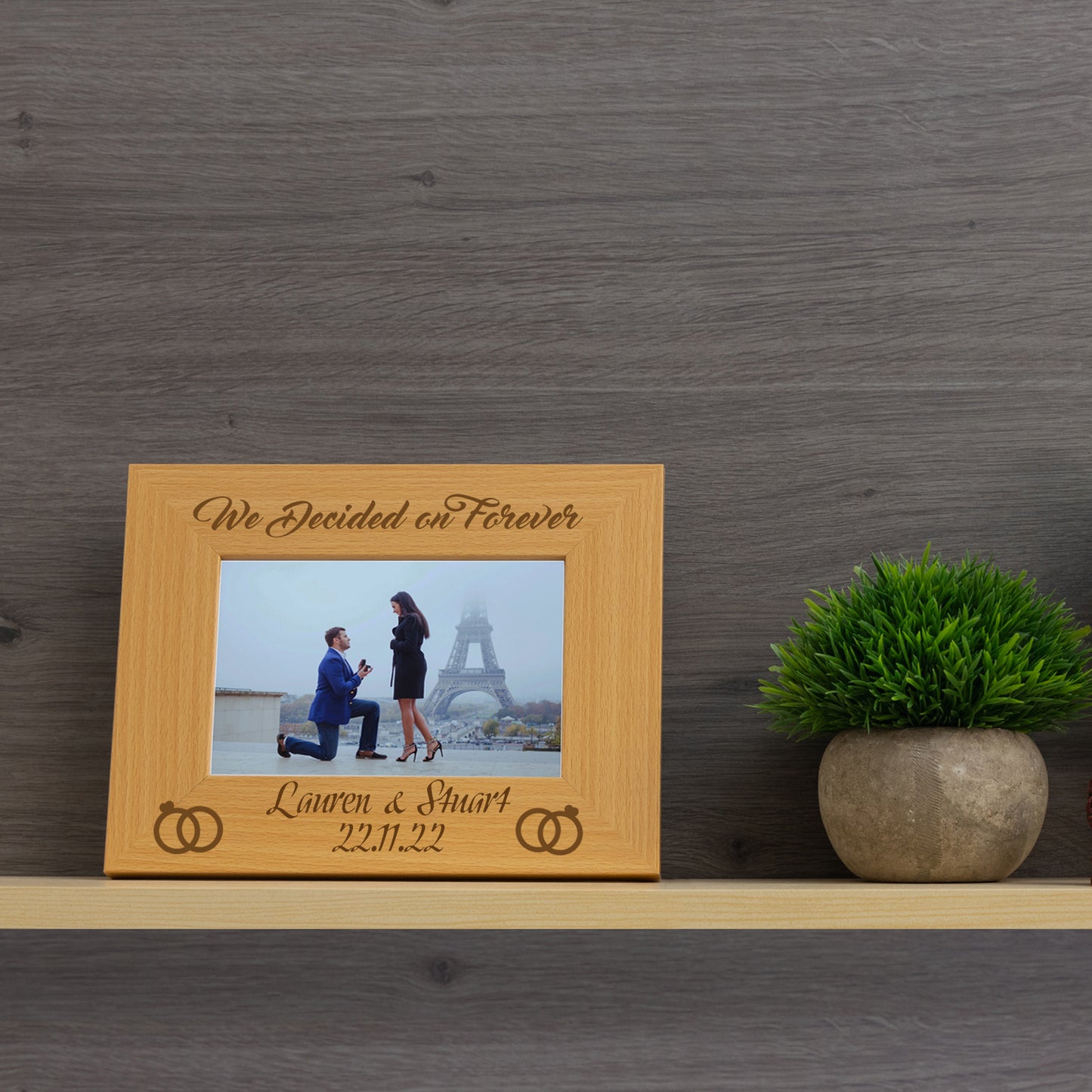 Personalised Wooden Engraved "We Decided on Forever" Engagement Picture Frame  - Always Looking Good -   