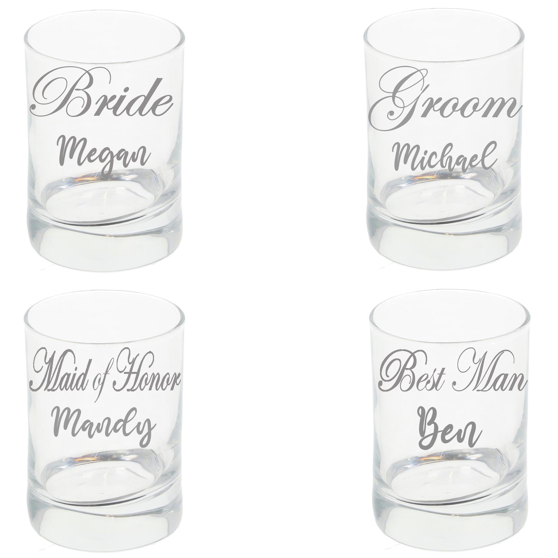 Personalised Engraved Bridal Party Shot Glass Set x4  - Always Looking Good -   