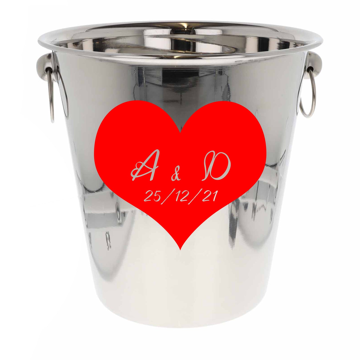 Personalised Heart Design Ice Bucket With Matching Champagne Glasses With Name and Date  - Always Looking Good -   