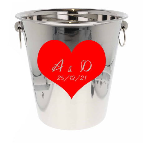 Personalised Heart Design Ice Bucket With Matching Champagne Glasses With Name and Date  - Always Looking Good -   