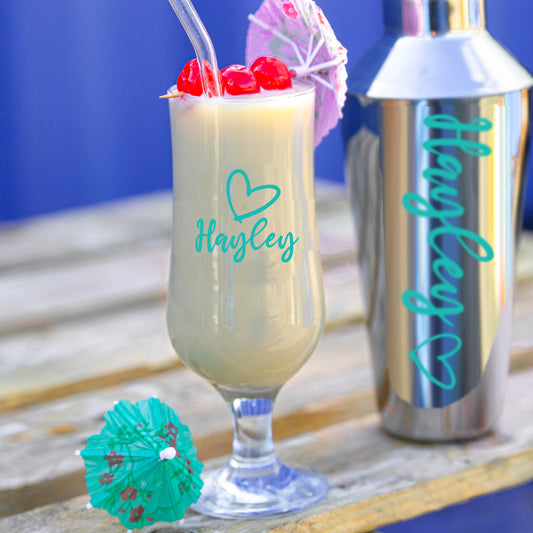 Personalised Cocktail Shaker & Pina Colada Glass Gift Set  - Always Looking Good -   