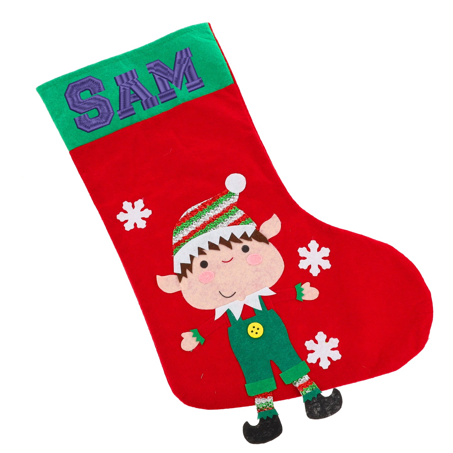 Embroidered Personalised Christmas Stocking With Santa Or Elf Design  - Always Looking Good -   